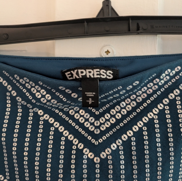 Express Turquoise and Silver Sequin Mini Skirt - Picture 3 of 3